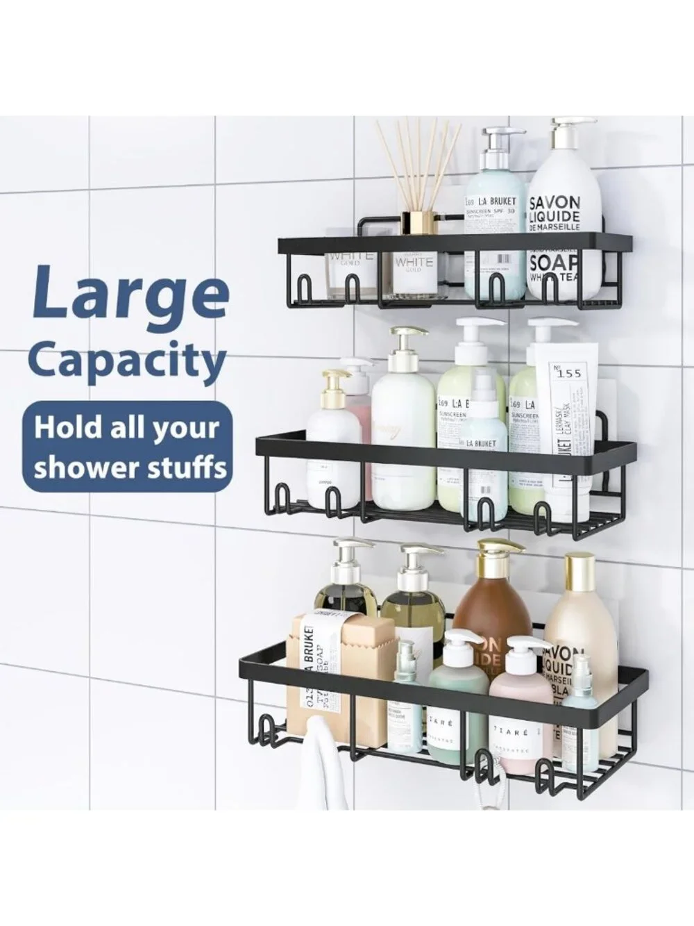 5-Pack Shower Caddy Organizer Rack, Rustproof Stainless Steel Wall Storage